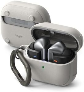 Ringke Coque Onyx Magnetic pour Samsung Galaxy Buds 3 Pro/Galaxy Buds 3 Antidérapant Anti-Rayures Étui TPU Housse de Protection avec Mousqueton Galaxy Buds 3 Pro Accessoires - Warm Gray