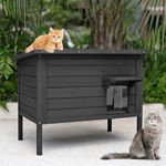 Ciokea Outdoor Cat House Weatherproof, Feral Cat House with Insulated All-Round Foam Wooden Cat Condos for Winter Outside, PVC Door Flaps(Black)