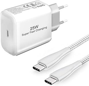 Cargador de Pared 25W y Cable para Samsung Galaxy A25 A16 A34 5G/A14 A55 A23 A52 A52S A53 A33/S24/S24+/S23/S22 Plus/S22 Ultra/S20/S20 FE S20+ A71 iPhone 15 16 Super Fast Charger Cabeza Enchufe USB C