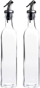 Juvale 2-Pack Olive Oil and Vinegar Dispenser Set for Kitchen, Restaurant, Transparent Glass, Versatile for Use as a Syrup Dispenser, Salad Dressing Container (17oz/500ml)