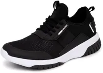 Nautica Men's Athletic Lace-Up Sneakers - Comfortable, Casual, Lightweight Tennis Shoes-Geoff-Black White Size-10.5