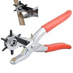 SMTPTL Multipurpose Leather Hole Punch Tool – Revolving Belt Punch Plier with 6 Sizes | Heavy Duty Handheld Hole Maker for Belts, Leather, Canvas, Watch Straps & More