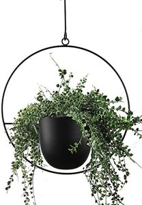 ABETREE Hanging Planter for Indoor Outdoor Plants Metal Mid Century Minimalist Wall and Ceiling Hanging Plant Pot Holder for Home Décor, Black