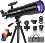 HETEKAN Telescope, Telescopes for Adults Astronomy, 80mm Aperture High Powered Refractor Telescope for Kids & Beginners, Magnification 180X, for Moon Observation with Phone Adapter & Carrying Bag