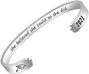 Btysun Graduation Gifts for Her 2021 Bracelets for Teenage Inspirational Gifts for Her Teen Gifts Cuff Bracelets Quotes Engraved College High School 2021 Graduation Jewelry