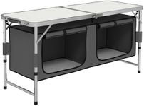 Outsunny 4ft Folding Camping Cupboard Kitchen, Height Adjustable Aluminium Camping Table with Storage, Lightweight Picnic Table for Outdoor Garden BBQ Party