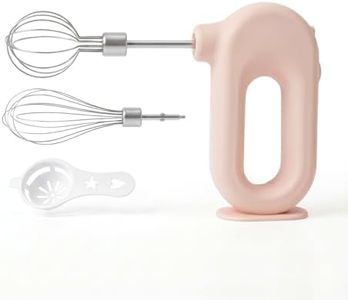 Wynboop MINI Household Cordless Electric Hand Mixer,USB Rechargable Handheld Egg Beater with 2 Detachable Stir Whisks 4 Speed Modes,Baking At Home For Kitchen,Lightweight Portable(Pink)