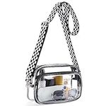 BOSTANTEN Clear Crossbody Bags for Women Stadium Approved Clear Purse Bag for Concerts Sports with Adjustable Guitar Strap Black