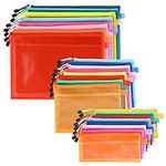 Belle Vous 24 Pack of Plastic Mesh Zipper Pouches - Document Zip File Bags/Folders A4, A5 & A6 - Waterproof Wallets for Travel Accessories, Cosmetics, School/Office, Pens/Pencils, or Bill Bag