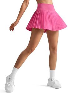 G4Free Athletic Skirts for Women High Rise Pleated Golf Skorts Inner Shorts Summer Casual A Line Skirts with Pockets(Rose Pink,XL)