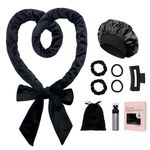 ZILAMPU Heatless Hair Curler, Heatless Hair Curlers to Sleep In Overnight Curls Headband, 70" Long Soft No Heat Curling Headband for Women Girl Long Wave Hair Rollers, 9 PCS Heatless Curl Set -Black