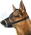 GoRapet Dog Muzzle, Air Mesh Breathable Muzzle for Medium Large Sized Dogs to Anti & Prevent Biting Barking, Soft Grooming Muzzle for German Shepherd Dog with Reflective & Adjustable Strap(Black-M…