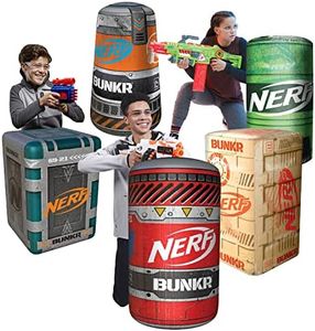 Bunkr Battle Zones NERF Royale Inflatable Battlezone - 4 Piece Barricade Set Includes crates and Barrels - Perfect for NERF Party and NERF War