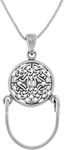 Jewelry Trends Celtic Knotwork Charm Holder Round Sterling Silver Pendant Necklace 18"