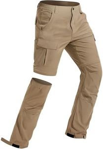 Men's Hiking Convertible Pants Water Resistant Quick Dry Lightweight Zip Off Stretch Outdoor Fishing Pants Khaki 30W x 30L
