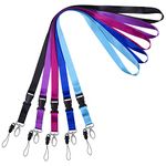 Office Lanyard, Wisdompro 5pcs 22.5'' Polyester Lanyard Neck Strap with Oval Clasp & Detachable Buckle for Keys, Keychain, USB, Phones, Camera, ID Name Tag Badge Holder (Assorted Colors)