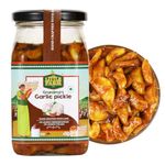 THE LITTLE FARM CO Garlic Pickle - Lehsun ka Achar | Less Oil Mustard Base Homemade Garlic Pickles with Jaggery | No Added Preservatives, No Artificial Flavours | Traditional Recipe, 400g