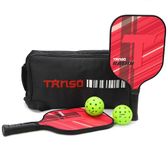 TANSO Raijin Fiberglass Pickleball Paddle Starter Bundle with 2 Paddles and 2 Pickleballs and Free Carry Bag (230 Grams Fiberglass Surface Pickleball Paddle with Polypropylene Honeycomb Core)