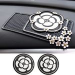 MLOVESIE 5pcs/Pack Bling Bling Anti-Slip Phone Hold Dashboard Sticky Pad Non-Slip Mat & Vehicle Cup Holder Insert Coasters for Cell Phones, Sunglasses, Keys, Coins and More (Daisy)