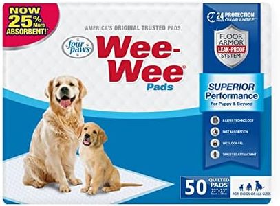 Four Paws Wee-Wee Superior Performance Pee Pads for Dogs of, Leak-Proof Floor Protection Dog & Puppy Quilted Potty Training Pads, Unscented, 22" x 23" (50 Count)