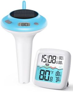 Grillum Solar Pool Thermometer Floating Easy Read, IPX8 Waterproof Digital Thermometer Wireless, Water Temperature Monitor for Swimming Pool, Hot Tub, Cold Plunge, Pond, Lake