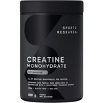 Sports Research Creatine Monohydrate - 100 Servings - 500g, Creatine Supplement for Increased Lean Muscle Mass. Vegan, Non-GMO, Gluten Free, Informed Sport Certified