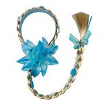FancyDressWale Long Hair Princess Hairpiece Long 29" Cosplay Braided Wigs for Girls Princess Dress Up Accessories (Blue Large Flower)