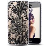 iPhone SE Case,iPhone 5S Case,NSSTAR Scratch-Proof Ultra Thin Crystal Clear Rubber Gel TPU Soft Silicone Bumper Case with Shockproof Protective for iPhone SE 2016 & iPhone 5S 5,Black Lace Flower #3