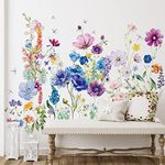 Zonon Flowers Wall Decals Vinyl Dra