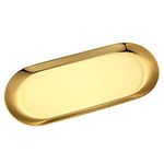 Gold Serving Tray, Oval Stainless Steel Tray, Decorative Trinket Tray, Jewelry Cosmetics Storage Tray, Tea Fruit Towel Dish Plate Trays for Bathroom Bedroom Dressing Table Vanity Tray, 11.8x4.8"