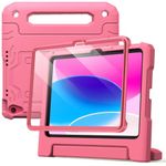 JETech Kids Case for iPad 10 (10.9-Inch, 2022 Model, 10th Generation) with Built-in Screen Protector, Shockproof Full-Body Handle Stand Tablet Protective Cover (Pink)