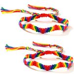 Nanafast 2Pcs Woven Couple Weave Rainbow LGBT Pride Bracelet for Gay Lesbian Bisexual LGBTQ Braided Rope Friendship Bracelet Adjustable, 9 5 inch, synthetic-fiber, Lava Stone