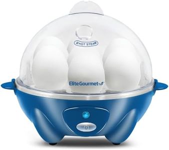 Elite Gourmet EGC700BL# Rapid Egg Cooker, 7 Easy-To-Peel, Hard, Medium, Soft Boiled Eggs, Poacher, Omelet Maker, Auto Shut-Off, Alarm, 16-Recipe Booklet, BPA-Free, Ocean