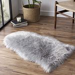 CottonFry Faux Fur Wave Size Rug for Bedroom, Fluffy Soft Sheepskin Rug, 2.5x5ft Plush Area Shaggy Rugs Floor Carpets for Nursery Bedside, Cute Fuzzy Home Decor (Grey, ARC (2.5X5 Feet))