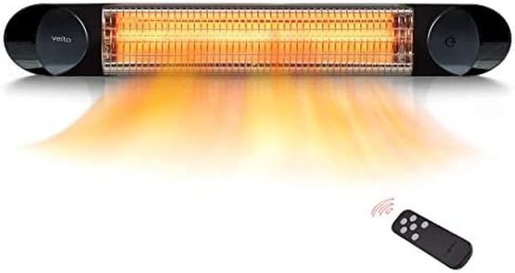 Electric Patio Heater – Infrared Heater Outdoor and Indoor Use – 1500W Veito Wall Mount Heater with Remote (Black)