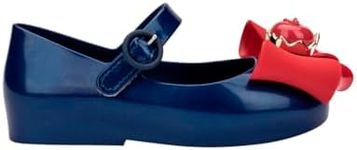 Melissa Mini Sweet Love + Disney Snow White Ballet Flats for Babies, Metallic Blue/Red, 9