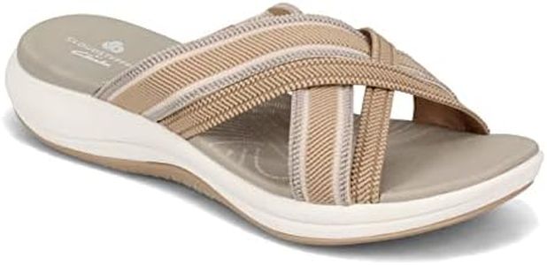 Clarks womens Mira Isle Slide Sandal, Sand Combi Textile, 8 US
