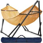 Tranquillo Hammock Stand 3-Year Warranty, Instant 20s Foldable Hammock 600 lbs Capacity Hammock with Stand, Double Camping Hammock, Portable Hammock No Screws, Noiseless Hammocks, Yellow