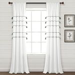 Lush Decor Farmhouse Boho Stripe Woven Tassel Yarn Dyed Cotton Window Curtain Panel Pair, 84" L x 42" W, Gray Ombre