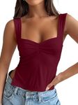 Trendy Queen Womens Going Out Crop Tops Backless Tank Tops Summer Y2k Teen Girls Basics Cute Clothes Burgundy XS