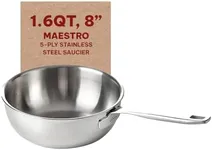 Alva Maestro Stainless Steel Saucepan – Small, Non Toxic, PFAS & PFOA Free, Oven Safe, Dishwasher Safe, Induction Compatible Cookware Pan Pot - for Cooking Boiling, Rice, Sauce, Soup