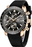 BENYAR Luxury Business Casual Party-Wear Silicone Chronograph Date Display Men's Watch (Black Dial Black Colored Strap)