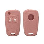 kwmobile Key Cover Compatible with Vauxhall (Opel) Chevrolet 2 Button Car Flip Key Key Cover - Silicone Glitter Fob Case - Vintage Pink