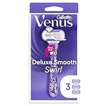 Gillette Venus Deluxe Smooth Swirl Womens Razor Handle + 3 Blade Refills