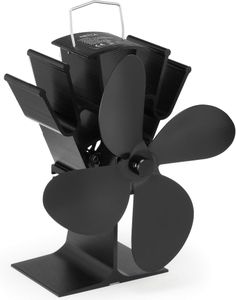 NETTA 4-Blade Stove Fan – Black Heat Powered Fireplace Fan