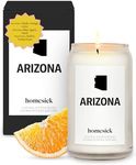 Homesick Scented Candles for Home (Arizona) - 13.75 oz Long-Lasting Soy Wax Jar Candle for Women & Men for All Occasions, 60-80 Hours Burn Time - Notes of Musk, Orange & Lime