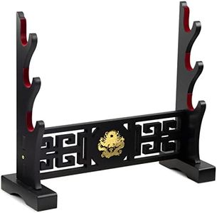 Ekkhysis Loong Sword Stand 3-Tier Padded Hook Katana Stand Holder Display Hanger for Tanto Rapier Light Saber Samurai Cosplay Blade Tanjirou Demon Slayer Weapon Display Stand (3-Tier)