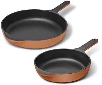 Caraway Cast Iron Skillet Set - 8" & 10.5” Enameled Cast Iron Pan With 3 Layer Enamel Coating - No Seasoning Required - Compatible With All Stovetops - Free From Forever Chemicals - Rust