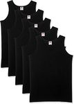 Fruit of the Loom Men's Athletic Lightweight Vest, Black, XL (Pack of 5)