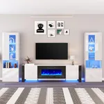 AMERLIFE 80" Modern Fireplace TV St